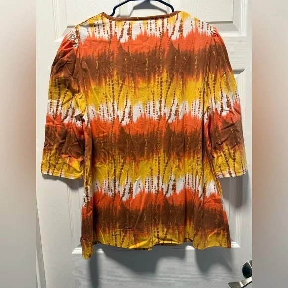 Spoiled Rotten U.S.A Tie-dye Pattern 3/4 Sleeve Women’s Top XL - Picture 6 of 6